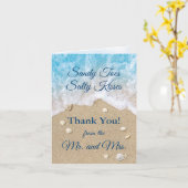 Blue Beach Waves Photo Carte de remerciements (Fleur jaune)