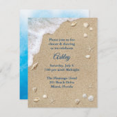 Blue Beach Waves Réception Bat mitzvah Invitation (Devant / Derrière)