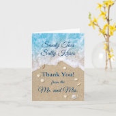 Blue Beach Waves Sandy Toes Dank je kaart (Gele Bloem)