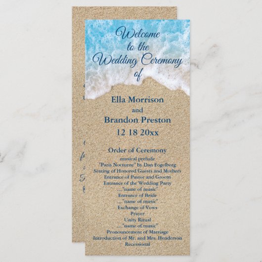 Blue Beach Waves Trouwprogramma Programma (Voorkant / Achterkant)