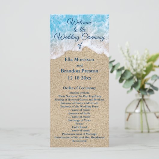 Blue Beach Waves Trouwprogramma Programma (Staand voorkant)