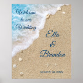 Blue Beach Waves Wedding Poster (Voorkant)