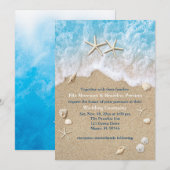 Blue Beach Waves & Zeester Bruiloft Uitnodiging (Voorkant / Achterkant)