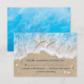 Blue Beach Waves & Zeester RSVP Kaartje (Voorkant / Achterkant)