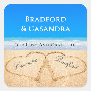 Blue Beach Wedding 2 Harten in de zand Stickers