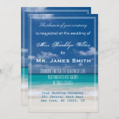 Blue Beach Wedding Invitations Kaart (Voorkant / Achterkant)