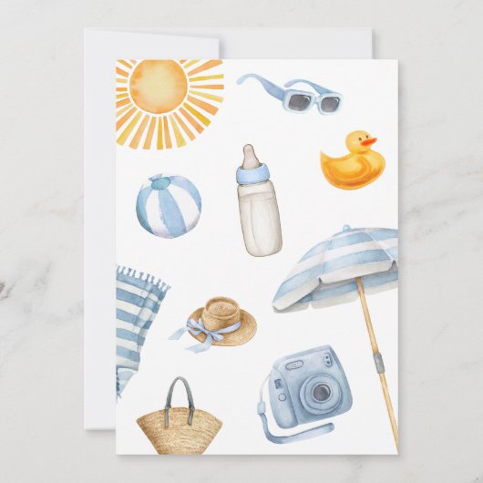 Blue Beach Zomer Baby shower Kaart (Achterkant)