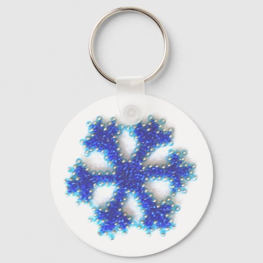 Blue Bead Snowflake Sleutelhanger (Voorkant)