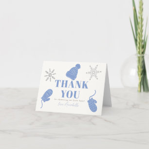 Blue Beanie & Handschoenen Boy Baby shower Bedankkaart