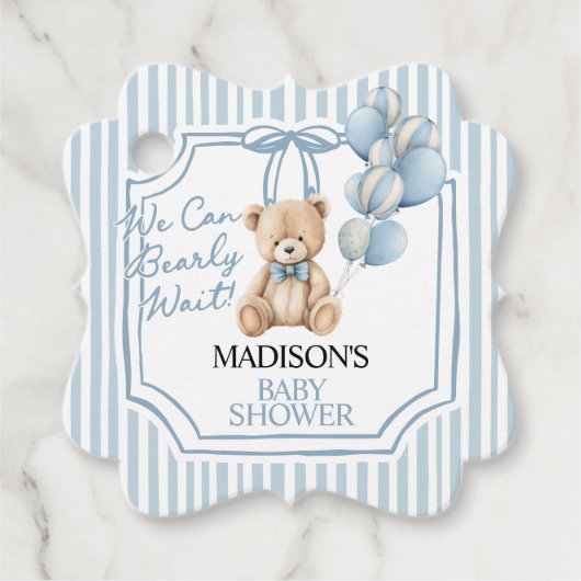 Blue Bear Baby Shower  Bedankjes Labels (Voorkant)