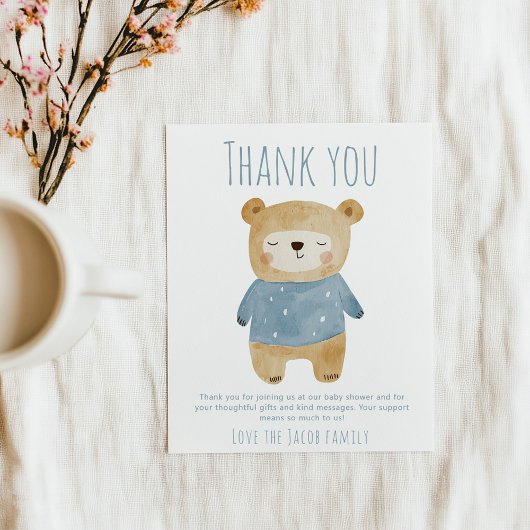 Blue Bear Baby shower mignon merci