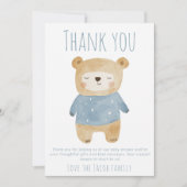 Blue Bear Baby shower mignon merci (Devant)