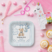 Blue Bear Baby Shower  Papieren Bordje (Feest)