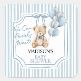 Blue Bear Baby Shower  Vierkante Sticker