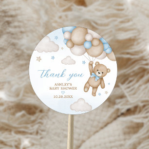 Blue Bear Ballonnen Baby Shower Ronde Sticker