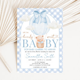 Blue Bear Bearly Wait Baby Shower Kaart