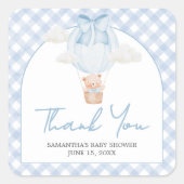 Blue Bear Bearly Wait Baby Shower Vierkante Sticker (Voorkant)
