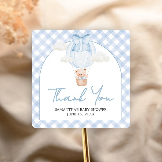 Blue Bear Bearly Wait Baby Shower Vierkante Sticker