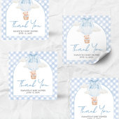 Blue Bear Bearly Wait Baby Shower Vierkante Sticker