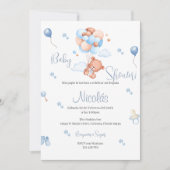 Blue Bear Espagnol Baby shower Boy invitation (Devant)