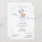 Blue Bear Espagnol Baby shower Boy invitation (Devant / Derrière)