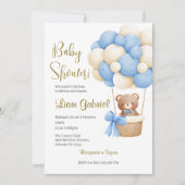 Blue Bear Spanish Baby Shower Boy invit Kaart (Voorkant)