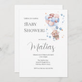 Blue Bear Spanish Baby Shower Boy invitation (Devant / Derrière)