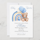 Blue Bear Spanish Baby Shower Boy invitation (Devant)