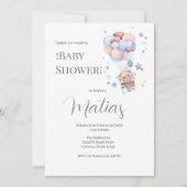 Blue Bear Spanish Baby Shower Boy invitation Kaart (Voorkant)