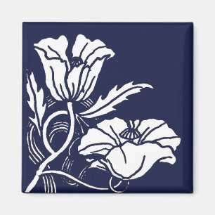 Blue Beardsley Poppies Magnet Magneet