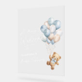 Blue Bearly Wait-Baby Boy Shower Welcome Sign (Angle)