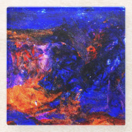 Blue Beast Running Fire Glazen Onderzetter