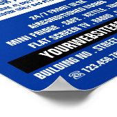 Blue Bed Logo, Hostel Accommodatie Adverteren Poster (Hoek)