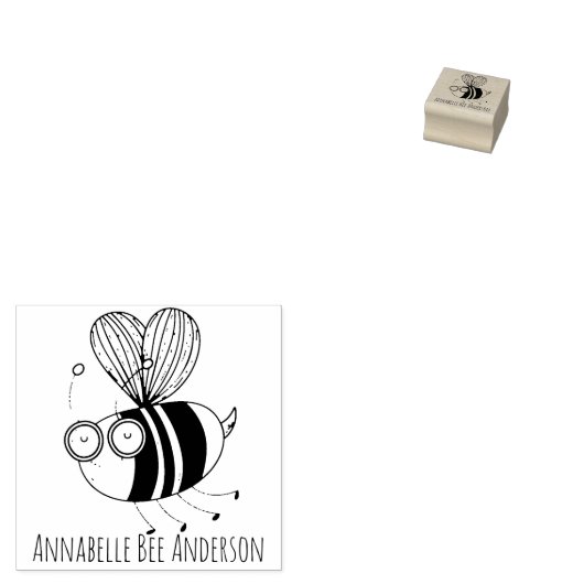 Blue Bee Wood Art Stamp Rubberstempel (Gestempeld)