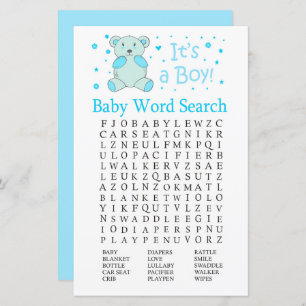 Blue beer Baby shower Word Search Game