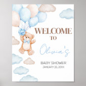 Blue Beer Balloon Baby shower Welkom Poster (Voorkant)