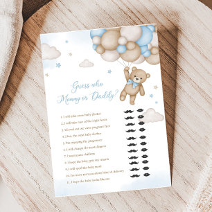 Blue Beer Balloons Baby shower Guess Who Game