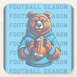 Blue Beer Custom Football Vierkante Kartonnen Onderzetter
