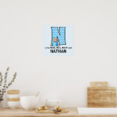 Blue Beer Monogramed Letter N Baby Room Poster (Keuken)