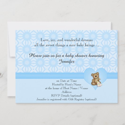 Blue Beer Retro Flowers Baby shower Uitnodiging (Voorkant)