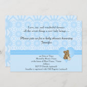 Blue Beer Retro Flowers Baby shower Uitnodiging (Voorkant / Achterkant)