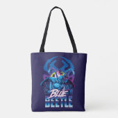 Blue Beetle Retrowave City zonsondergang Draagtas (Achterkant)