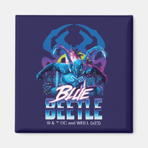 Blue Beetle Retrowave City zonsondergang Magneet