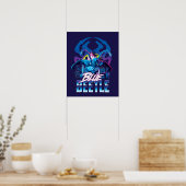 Blue Beetle Retrowave City zonsondergang Poster (Keuken)