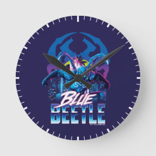 Blue Beetle Retrowave City zonsondergang Ronde Klok