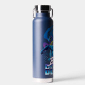 Blue Beetle Retrowave City zonsondergang Waterfles (Voorkant)