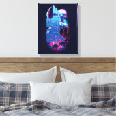 Blue Beetle Retrowave Stadslampjes Canvas Afdruk (Insitu (Slaapkamer))