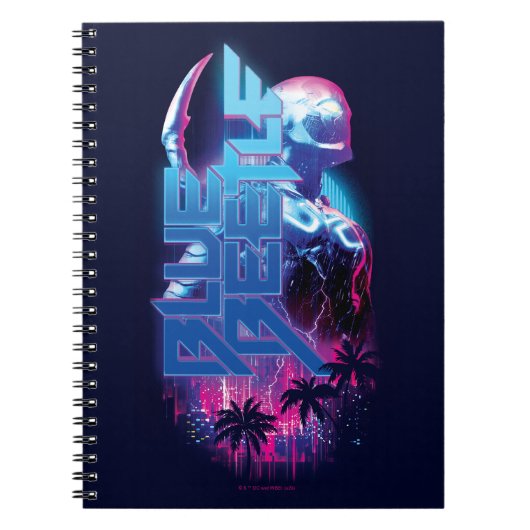 Blue Beetle Retrowave Stadslampjes Notitieboek (Voorkant)