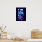 Blue Beetle Retrowave Stadslampjes Poster (Keuken)