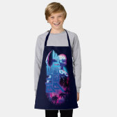 Blue Beetle Retrowave Stadslampjes Schort (Gedragen)